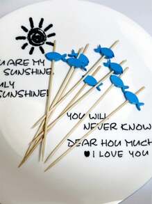 1 套/25 件蓝鱼竹制饮料串 - 高品质木制串，适用于开胃菜、水果、甜点和派对装饰，非常适合圣诞节、新年、万圣节、情人节和感恩节庆祝活动