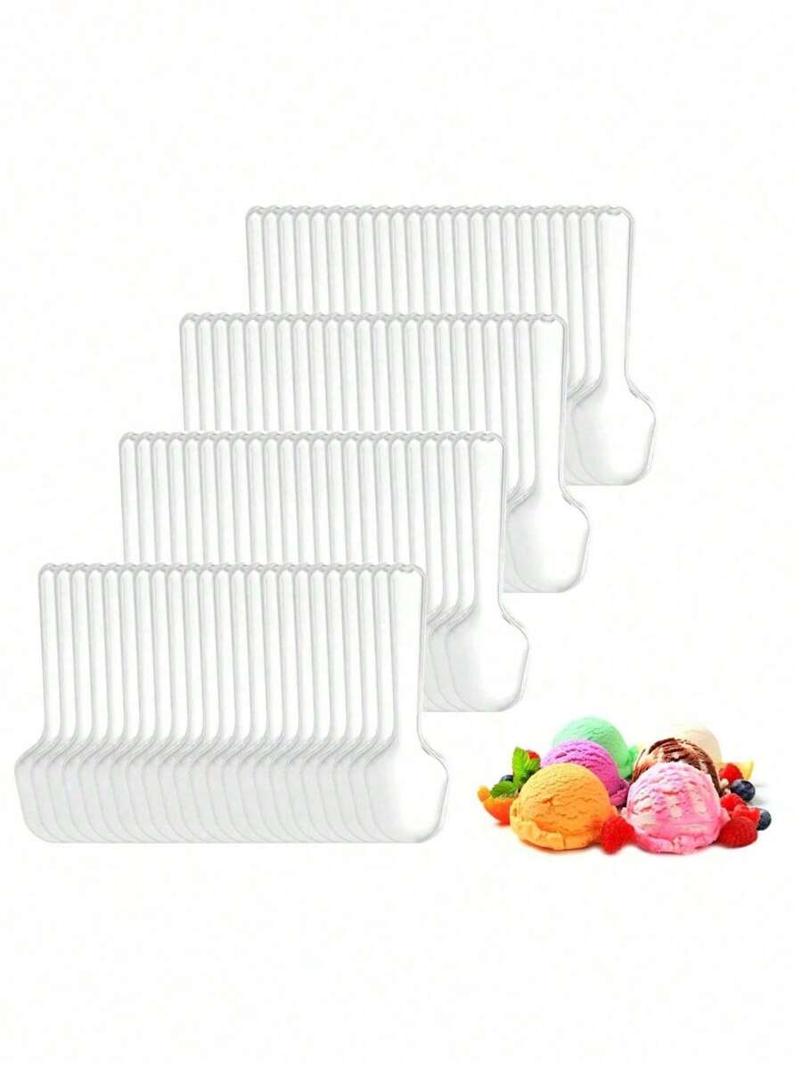 500pcs Transparent Dessert Spoon, Cake Spoon, Pudding Spoon, Ice Cream Spoon, Suitable For Home, Party Supplies, Flatware Set,Kitchen,Christmas Gift - Transparent - View 1