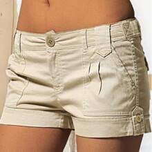 Casual Simple Solid Color Commute Utility Shorts - Apricot - View 2