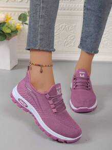 女士新款软底透气休闲运动鞋，防滑厚底 - 紫色 - 查看 4
