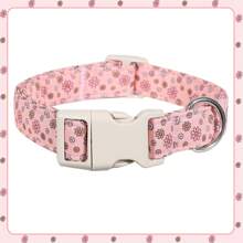 带可拆卸花朵印花的狗项圈，高品质向日葵、雏菊图案主题，配有坚固的米色塑料扣，Puppy Keep Girls 宠物项圈，适用于小型、中型和大型犬，狗用品