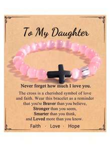 优雅黑色串珠手链，十字架设计，创意礼物，附赠贺卡，适合送给儿子、女儿、父亲、孙子、母亲，母亲节最佳礼物 - 彩色 - 查看 19