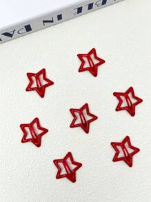 5pcs/Set Fashionable Dopamine Color Star Hair Clips, Suitable For Daily Use, Commuting, School, Outfit Matching, Minimalist Style Girls BB Bangs Hairclips