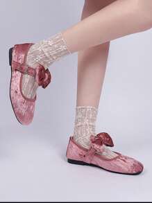 Damenschuhe mit flachem Absatz, Neuheit Sommer 2025, Ballerinas mit rundem Zehenbereich, Wildleder, ausgeschnitten, Schleife, Schnalle, Rosa Loafers, Ballerinas, Mary Jane Schuhe, vielseitig modisch-Lässig, bequem & leicht, Damenschuhe in Große Größen, Rosa Schuhe