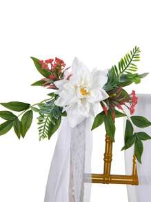 1 Stück Autospiegeldekoration für Hochzeit, Eukalyptus Blume für Stuhlrücken, Hochzeitsdekoration Flur, künstliche Rosenblume für Bambusstühle, Hochzeits- und Feiertagsdekoration Schleife, Hochzeitsauto Blumen