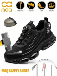 Chaussures de sécurité unisexes à bouton rotatif, nouvelles baskets à embout acier confortables, chaussures de travail anti-choc et anti-perforation pour hommes avec amorti d'air, chaussures de protection industrielle légères et respirantes, chaussures de protection du travail unisexes convenant à toutes les saisons