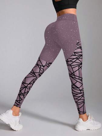 时尚女式羊毛网眼面料闪点运动紧身裤