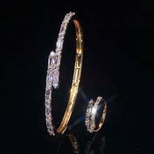 2 件/套简约时尚女士锆石戒指和手链首饰套装，适合派对 - 手鐲戒指套裝 - 查看 11