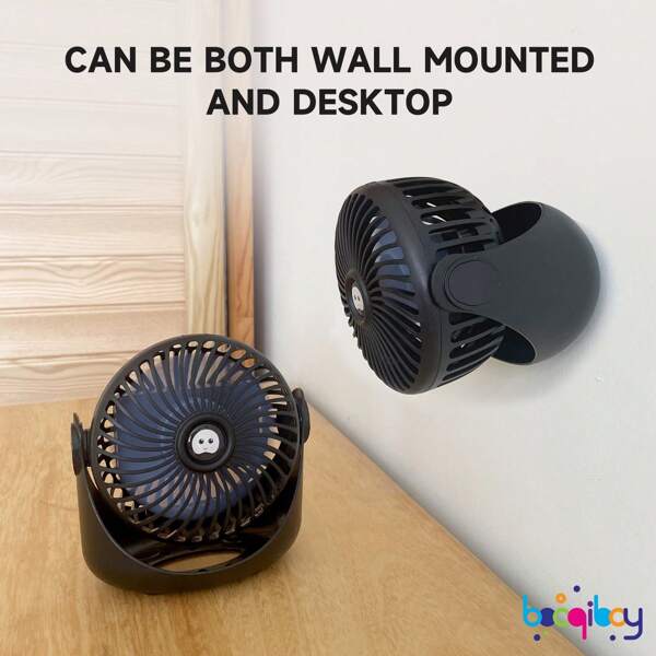 1 قطعة BOOQIBOY مروحة مكتبية صغيرة 8 شفرة، 1-3 مستويات سرعة الرياح، بطارية قابلة للشحن مدمجة، كبل شحن من النوع C مرفق، مناسبة لموظفي المكاتب والطلاب والعديد من الأماكن