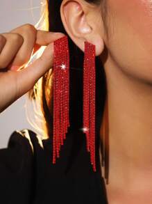 1 Pair Claw Chain & Tassel Party Date Dangle Earrings For Women, Suitable For Daily Wear
