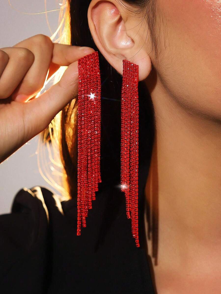 1 Pair Claw Chain & Tassel Party Date Dangle Earrings For Women, Suitable For Daily Wear
