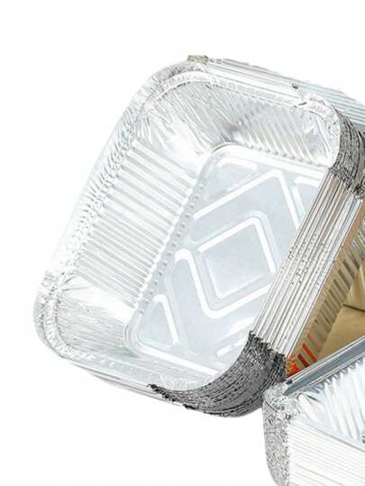10pcs Rectangular Aluminum Foil Pans, Disposable Foil Trays For BBQ, Air Fryer, Oven Use