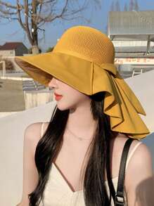 1pc Women's Plain Versatile Sun Hat, Suitable For Fashionable Commuting - MZ728 - View 9
