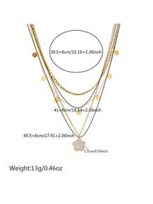 1 pièce Collier à pendentif fleur à coquille vintage lisse multicouche avec chaîne en acier inoxydable