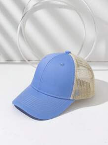 1pc Men's Fashionable Contrast Color Slightly Curved Brim Breathable Mesh Baseball Cap, Sun Protection Hat - Multicolor - View 25