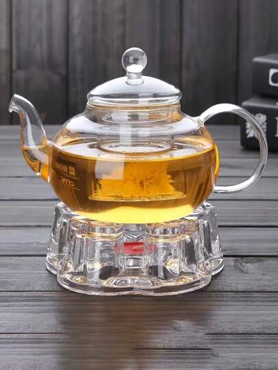 1 pieza Tetera de vidrio borosilicato resistente al calor de 600 ml/800 ml/1000 ml con infusor, tetera de vidrio transparente para té suelto y té de hierbas, tetera de cuello de cisne para cocina de inducción, calentador de té de vidrio sin vela para volver a la escuela