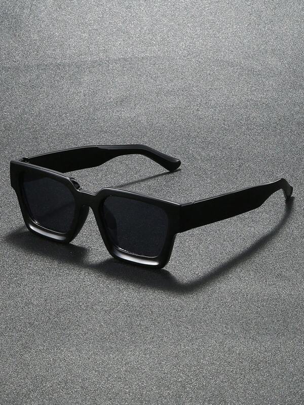 1 pieza Gafas negras cuadradas clásicas de moda para hombre como accesorio de ropa para pesca diaria, verano, playa, actividades al aire libre y viajes
