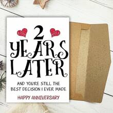 1pc Romantic 2nd Anniversary Greeting Card With Envelope - "2 Years Later" Sweet Message, Perfect For Him Or Her, Creative Wedding Anniversary Gift Idea, Blank Inside For Touch, Anniversary Gift For Couple - Multicolor - View 8