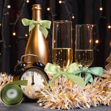 150 Meter 6 Pack grünes Satinband in verschiedenen Uni-Farben für Basteleien, Weihnachten, Geschenkverpackung, Hochzeit, Blumensträuße, Einladungen, Haarschleifen