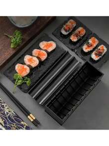 3/10pcs Sushi Making Kit Japanese Rice Ball Cake Roll Mold DIY Home Sushi Making Tool Multifunctional Plastic Kitche Sushi Maker Tool - Black - View 5