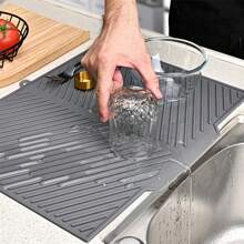 Non-Slip Silicone Kitchen Mat With Drainage Grooves, Dish Rack Pad For Sink Counter, Quick-Dry Drying Mat For Pots Pans Utensils, Heavy Duty Countertop Protector - Multicolor - View 7