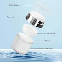3 PCS Airless Pump Jars Mixed(0.5Oz+1.0Oz+1.7Oz) Moisturizer Pump Dispenser Air Pump Container For Cream, Cream Jar Vacuum Empty Bottle Dispenser Cosmetic Jar, White - 白色 - 查看 4