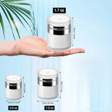 3 PCS Airless Pump Jars Mixed(0.5Oz+1.0Oz+1.7Oz) Moisturizer Pump Dispenser Air Pump Container For Cream, Cream Jar Vacuum Empty Bottle Dispenser Cosmetic Jar, White - 白色 - 查看 5