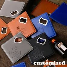 Personalized Square Leather Bottle OpenerCoaster,Best Man Gift,Anniversary Gift,Father's Gift,Personalized Gift,Available In Multiple Colors - Multicolor - View 10