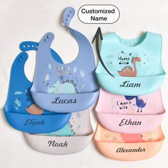 1pc Custom Baby Bibs - Dinosaur Series, Soft, Adjustable, Stain & Leakage Resistant Bibs, Personalized Gifts For Baby Boys & Girls, All Season,Chic Autumn,Baby Gift, Commemorative