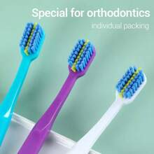 3pcs/Set Adult Orthodontic Toothbrush, Soft Nylon Bristles With Protective Cover, Gentle Cleaning For Oral Health Care - Multicolor - View 8