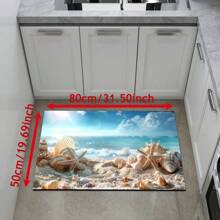 1 pezzo Tappetino antiscivolo in silicone con stampa di conchiglie e stelle marine, tappeto da bagno, tappetino doccia in piedi, tappetino da bagno elegante per la lavanderia, vassoio doccia lavabile e carino, accessorio per la decorazione della casa, adatto per soggiorno, camera da letto, cucina, ingresso, idea regalo per la casa
