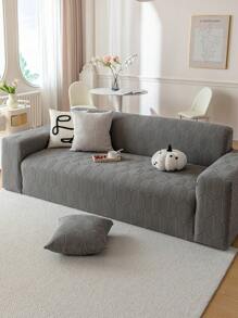 1pc 3D Stretchable Multi-Functional Full Cover Sofa Slipcover, Geometric Pattern Design, Suitable For Spring, Summer, Autumn And Winter, Protect Sofa, Decorative Sofa Cover, High Elasticity Full Wrap Style, Includes 1 Pillow Case - Dark Grey - View 4