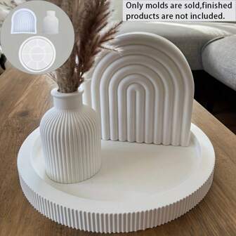 Silicone Mold Set Includes Vase, Arch, Striped Plate (Sold As A Set)