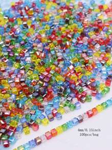 4mm 100pcs/Lot Pink Purple Cube Czech Crystal Glass Beads Cube Square Glass Loose Space Beads For Jewelry Making DIY Handmade