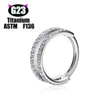 1 pièce Boucle d'oreille/Clou de nez/Anneau de lèvre polyvalente en titane G23 hypoallergénique, style unisexe INS avec micro-incrustation de zirconium, bijou de piercing