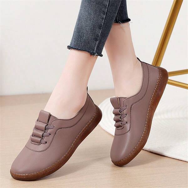 Mocasines casuales con suela de goma y cierre de slip-on para mujer de talla grande, aptos para la temporada de primavera y otoño, adecuados para madres