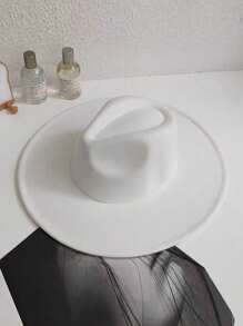 1 pieza Sombrero de bolos de unicolor, estilo retro bohemio casual de palacio, nuevo estilo europeo y americano de verano, sombrero fedora de fieltro de lana unisex de talla grande para viajes al aire libre, sombrero de moda apto para uso diario, calle, campamento
