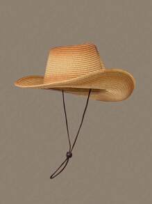 1入組夏季帽子男女通用沙灘牛仔稻草帽戶外防曬可摺疊情侶遮陽帽寬邊英國帽爵士帽，適用於沙灘派對或日常穿著（帽緣用金屬線可固定緣部形狀） - 彩色 - 查看 11