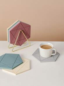1 pieza/2 piezas Posavasos de silicona minimalista, salvamanteles, tapete para tazón, tapete para platos, individuales a prueba de calor, almohadilla aislante multiusos para vajilla, diseño hexagonal antideslizante, fácil de limpiar, resistente al calor