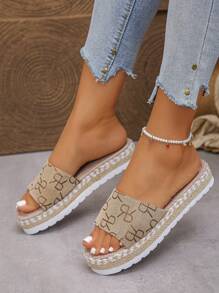 女士夏季度假波西米亚风厚底拖鞋