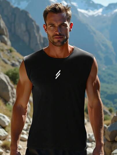 Regata masculina sem mangas para treino com estampa geométrica, tecido macio e respirável, confortável, adequada para treinamento físico, corrida, basquete, ciclismo, ioga, dança, esportes ao ar livre e uso diário casual, ótima para esportes de verão, viagens, férias na praia e lazer em casa