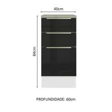 Madesa Lux 40cm Kitchen Base Cabinet With 3 Drawers White/Black 04 - 黑色 - 查看 2