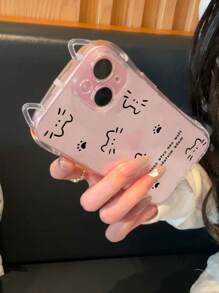 1 Stück Handyhülle mit Katzenpfoten-Umriss und Slogan, transparente Schutzhülle mit Luftpolster, 1,5 mm weiches TPU-Silikon Katzenohr-Design mit Schlaufenloch, geeignet für 16/16Pro/16PLUS/16Promax/15Promax/11/12/13/14/15Plus/15Pro/14Pro/13Pro/16E