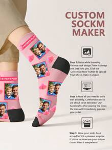 1 Pair Custom Face Socks, Custom Photo Sock, Custom Printed Socks, Personalized Funny Face Socks, Custom Picture Socks, Put Any Face On The Socks, Anniversary Gift, Valentine Gift, Birthday Gift, Wedding Gift, Mother's Day Gift - Multicolor - View 5
