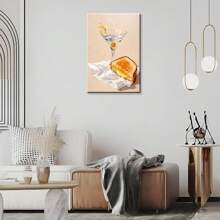 1pc Framed Martini And Grilled Cheese Print Playful Fun Canvas Art Painting Print Poster Aesthetic For Living Room, Bathroom, Bedroom, Hotel, B&B, Apartment, Villa, Gallery, Corridor, Studio, Bar, Club, Office Wall Decoration Ready To Hang