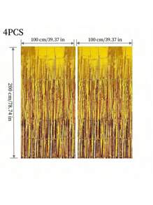 4 件装铝箔窗帘背景红色金属丝箔流苏窗帘照片亭道具适用于生日婚礼订婚婴儿洗礼单身派对圣诞节节日庆祝派对装饰、毕业典礼、性别揭晓、迪斯科派对 - 紅色 - 查看 19