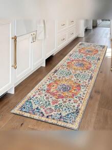 Ultra weiche Korallen-Fleece [Menge] geeignet für Wohnzimmer, Schlafzimmer, Flur - elegantes Palast-Design, leuchtendes Blumen- und Barock-Muster Innenraummatte - Verschiedenfarbig - Übersicht 17