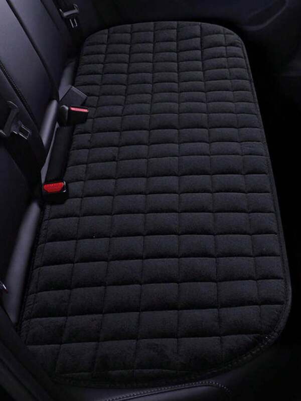 1pc Car Grid Rear Plush Seat Cushion - Black