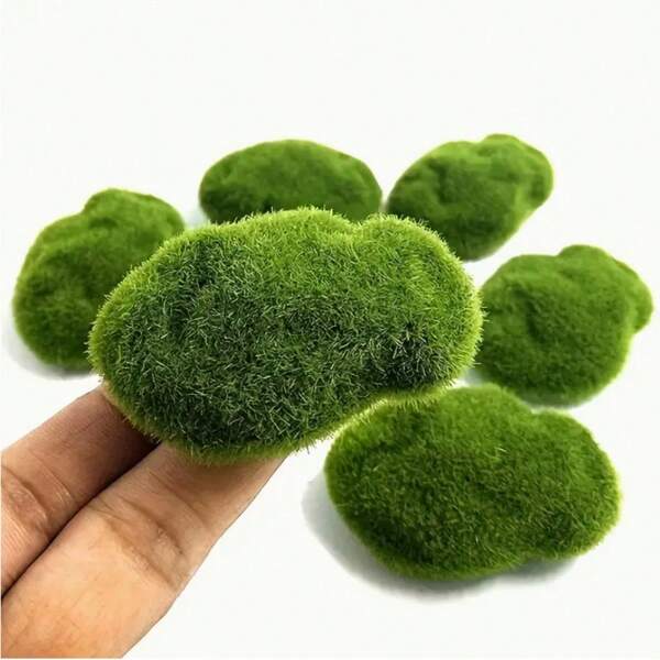 10pcs Lifelike Artificial Moss Stones, Vivid Green Faux Moss Stones For Fairy Garden, Flower Arranging And Crafts - Great Gift For Gardeners And DIY Enthusiasts,Garden Decor,Outdoor Plant,Gardening,Fake Flowers