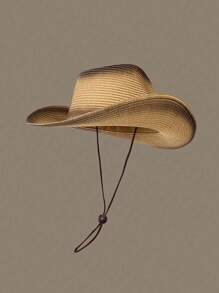 1入組夏季帽子男女通用沙灘牛仔稻草帽戶外防曬可摺疊情侶遮陽帽寬邊英國帽爵士帽，適用於沙灘派對或日常穿著（帽緣用金屬線可固定緣部形狀） - 彩色 - 查看 13